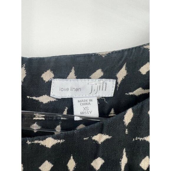 J Jill Geometric Black Small Petite Scoop Neck Linen Shift Mini Dress Size XS - Picture 3 of 8